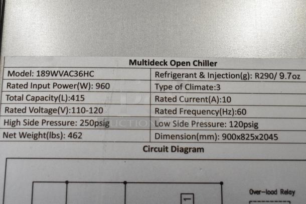 BRAND NEW SCRATCH AND DENT! Avantco 189WVAC36HC 36" White Refrigerated Air Curtain Merchandiser on Commercial Casters. 115 Volts, 1 Phase. Tested and Working! - Image 11 of 12