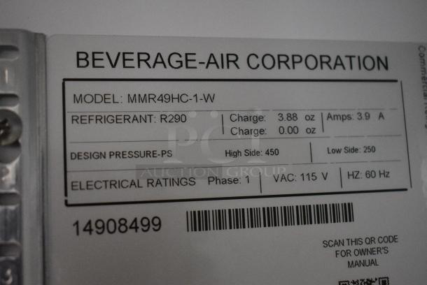 BRAND NEW SCRATCH AND DENT! Beverage Air MMR49HC-1-W MarketMax 52" White Refrigerated Glass Door Merchandiser with LED Lighting and Poly Coated Racks. 115 Volts, 1 Phase. Tested and Working! - Image 8 of 9