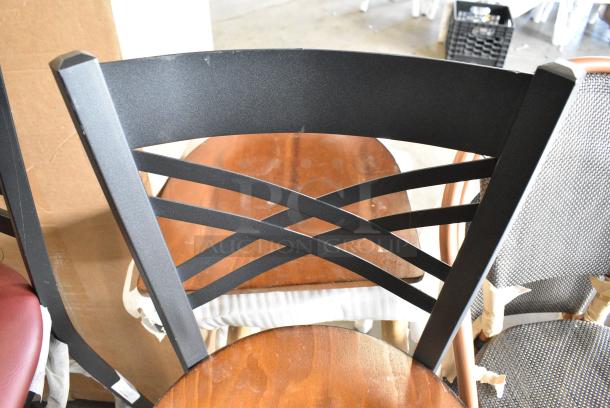 2 BRAND NEW SCRATCH AND DENT! Lancaster Table & Seating Black Metal Cross Back Bar Height Chair. 2 Times Your Bid! - Image 4 of 6