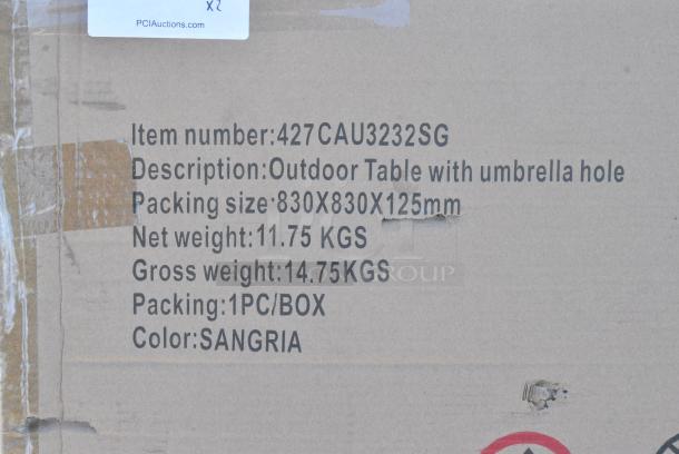 2 BRAND NEW SCRATCH AND DENT! Lancaster Table & Seating 427CAU3232SG Outdoor Table with Umbrella Hole. 2 Times Your Bid! May Be Missing Pieces. - Image 2 of 2