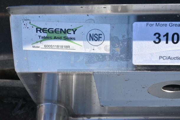 BRAND NEW SCRATCH AND DENT! Regency 600S1181818R 38 1/2" 16-Gauge Stainless Steel One Compartment Commercial Sink - 18" x 18" x 14" Bowl. No Legs. - Image 5 of 5