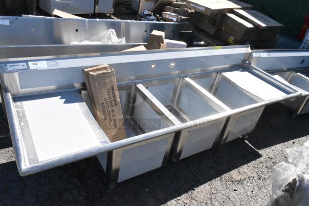 BRAND NEW SCRATCH AND DENT! Regency 600S31824218 Stainless Steel 3 Bay Sink w/ Dual Side Drain Boards. - Image 1 of 9