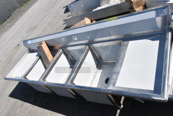 BRAND NEW SCRATCH AND DENT! Regency 600S31824218 Stainless Steel 3 Bay Sink w/ Dual Side Drain Boards. - Image 2 of 9