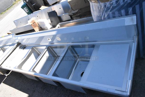BRAND NEW SCRATCH AND DENT! Regency 600S31620218 Stainless Steel 3 Bay Sink w/ Dual Side Drain Boards. No Legs. - Image 2 of 8