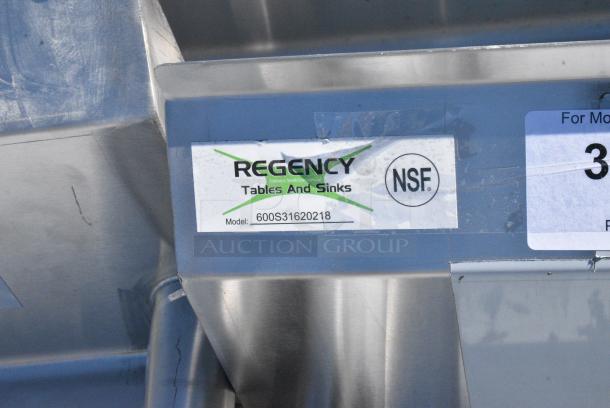 BRAND NEW SCRATCH AND DENT! Regency 600S31620218 Stainless Steel 3 Bay Sink w/ Dual Side Drain Boards. No Legs. - Image 8 of 8