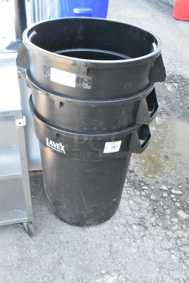 3 Lavex 475TCRND32BK 32 Gallon Black Round Commercial Trash Can. 3 Times Your Bid! - Image 1 of 3
