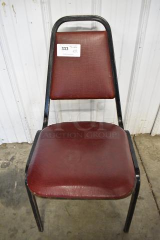 12 Metal Stackable Banquet Chair w/ Red Cushions. 12 Times Your Bid!