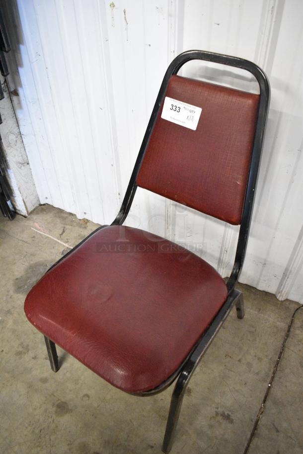 12 Metal Stackable Banquet Chair w/ Red Cushions. 12 Times Your Bid! - Image 3 of 6