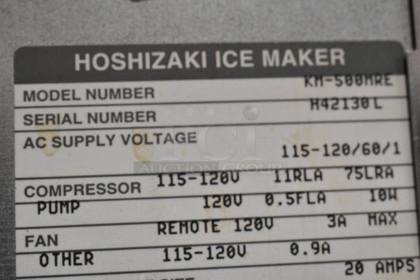 Hoshizaki KM-500MRE Metal Commercial Ice Head on Hoshizaki B-300PD Commercial Ice Machine. 115-120 Volts, 1 Phase. - Image 8 of 10
