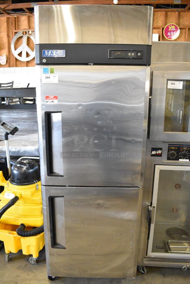 Turbo Air M3R24-2 Stainless Steel Commercial 2 Half Size Door Reach In Cooler on Commercial Casters. 115 Volts, 1 Phase. Tested and Powers On But Does Not Get Cold - Image 1 of 10