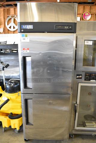 Turbo Air M3R24-2 Stainless Steel Commercial 2 Half Size Door Reach In Cooler on Commercial Casters. 115 Volts, 1 Phase. Tested and Powers On But Does Not Get Cold