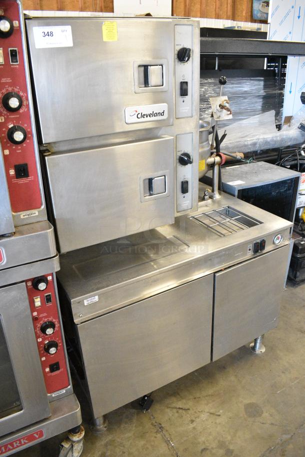 Cleveland 42CKEM24 Stainless Steel Commercial Electric Powered 2 Deck Convection Steamer w/ Cleveland KDT-6-T 6 Gallon Tilting Kettle. 208/220 Volts, 3 Phase. - Image 2 of 18