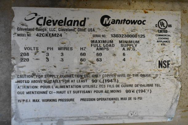 Cleveland 42CKEM24 Stainless Steel Commercial Electric Powered 2 Deck Convection Steamer w/ Cleveland KDT-6-T 6 Gallon Tilting Kettle. 208/220 Volts, 3 Phase. - Image 16 of 18