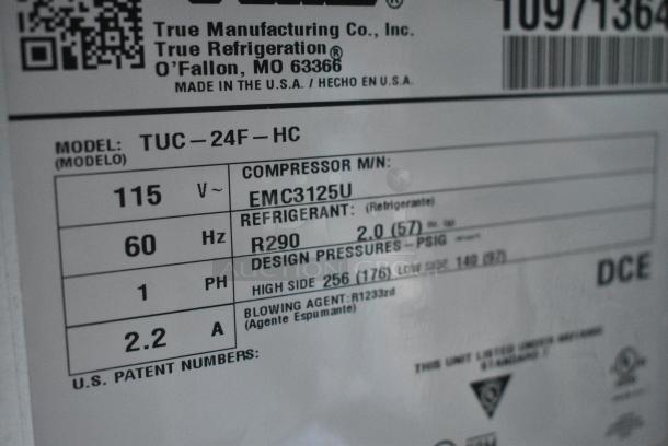 BRAND NEW SCRATCH AND DENT! 2024 True TUC-24F-HC Stainless Steel Commercial Single Door Undercounter Freezer. 115 Volts, 1 Phase. Tested and Does Not Power On - Image 10 of 11
