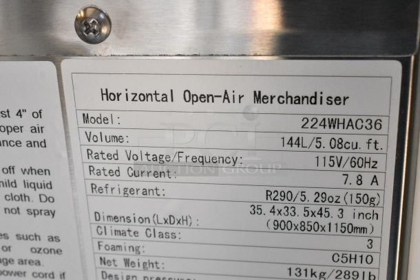 BRAND NEW SCRATCH AND DENT! Avantco 224WHAC36 36" White Horizontal Air Curtain Merchandiser on Commercial Casters. See Pictures for Broken Glass. 115 Volts, 1 Phase. Tested and Powers On But Does Not Get Cold - Image 8 of 9