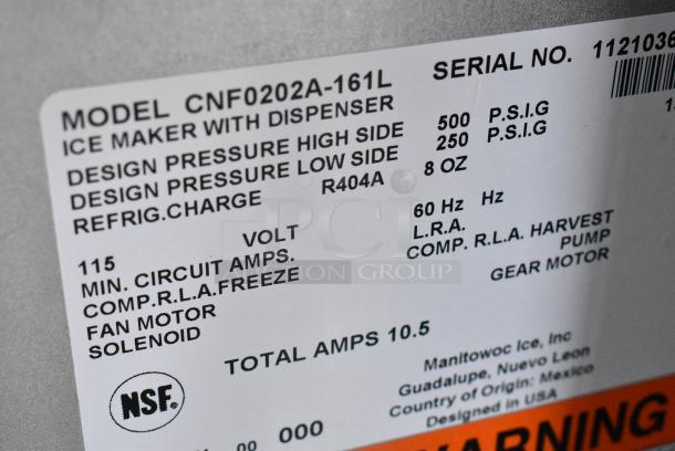 BRAND NEW SCRATCH AND DENT! Manitowoc CNF0202A-161L Stainless Steel 16 1/4" Air Cooled Countertop Nugget Ice Maker / Water Dispenser - 20 lb. Bin with Lever Dispensing. 115 Volts, 1 Phase. - Image 6 of 7