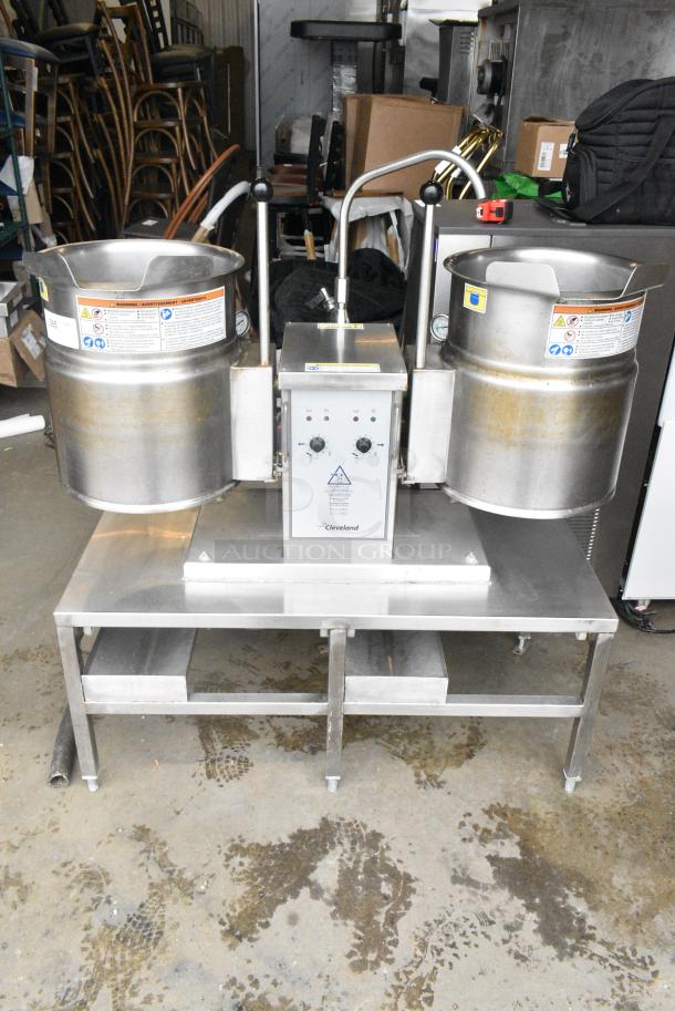 2 Cleveland TKET-6-T Stainless Steel Commercial Countertop Electric Powered 6 Gallon Tilting Steam Kettle on Stand. 208/230 Volts, 3 Phase. - Image 1 of 10
