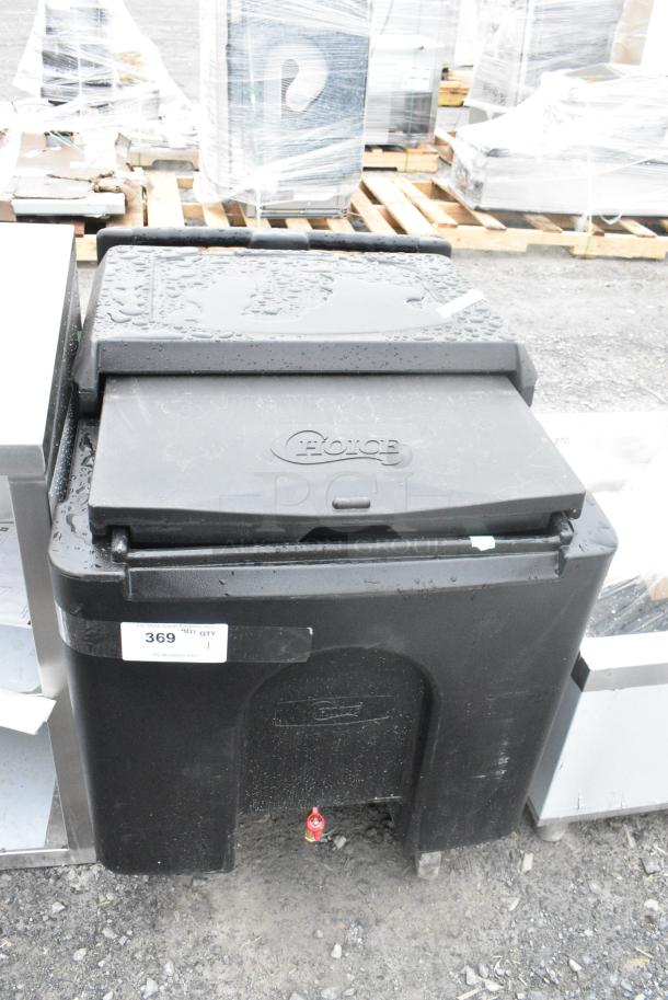 BRAND NEW SCRATCH AND DENT! Choice Black Poly Portable Ice Bin on Commercial Casters. - Image 1 of 5