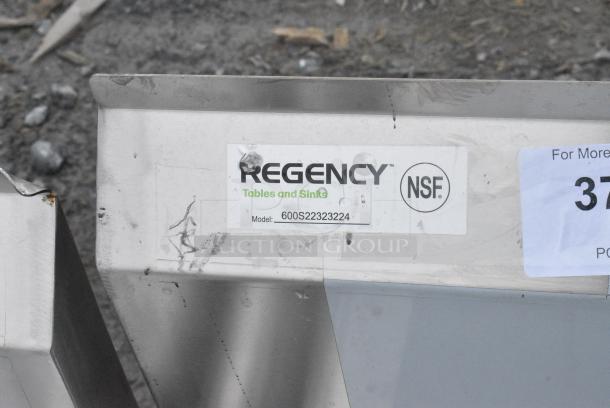 BRAND NEW SCRATCH AND DENT! Regency 600S22323224 16 Gauge Stainless Steel Two Compartment Sink with Galvanized Steel Legs and 2 Drainboards - 23" x 23" x 12" Bowls. No Legs. - Image 7 of 7