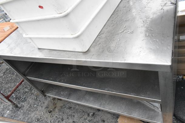 Stainless Steel Counter w/ 2 Under Shelves on Commercial Casters. - Image 2 of 5