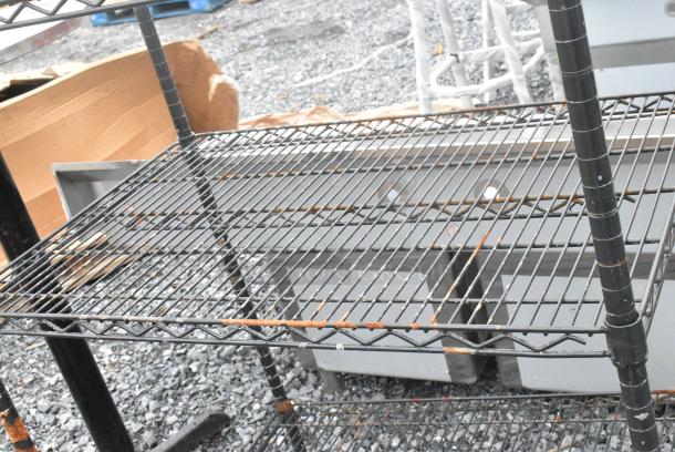 Black Finish 4 Tier Wire Shelving Unit. BUYER MUST DISMANTLE. PCI CANNOT DISMANTLE FOR SHIPPING. PLEASE CONSIDER FREIGHT CHARGES. - Image 4 of 6