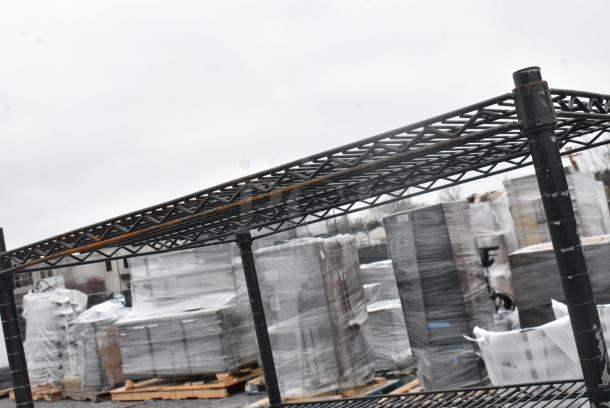 Black Finish 4 Tier Wire Shelving Unit. BUYER MUST DISMANTLE. PCI CANNOT DISMANTLE FOR SHIPPING. PLEASE CONSIDER FREIGHT CHARGES. - Image 6 of 6