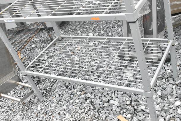 Gray Finish 4 Tier Wire Shelving Unit. BUYER MUST DISMANTLE. PCI CANNOT DISMANTLE FOR SHIPPING. PLEASE CONSIDER FREIGHT CHARGES. - Image 3 of 6