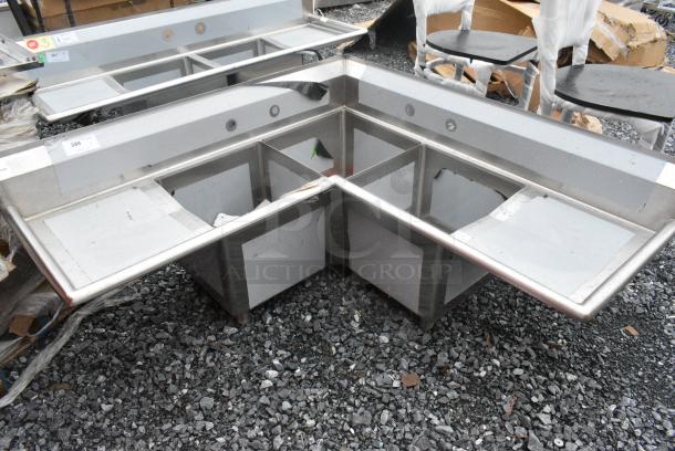 BRAND NEW SCRATCH AND DENT! Regency 600S21818218 Stainless Steel 2 Bay Sink w/ Dual Drain Boards. No Legs. - Image 1 of 8