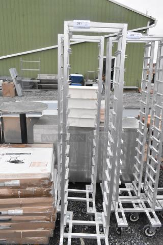 2 BRAND NEW SCRATCH AND DENT! Channel LPNS-15 Metal 15 Pan End Load Lo Profile Nesting Steam Table Pan Rack on Commercial Casters - Assembled. 2 Times Your Bid!