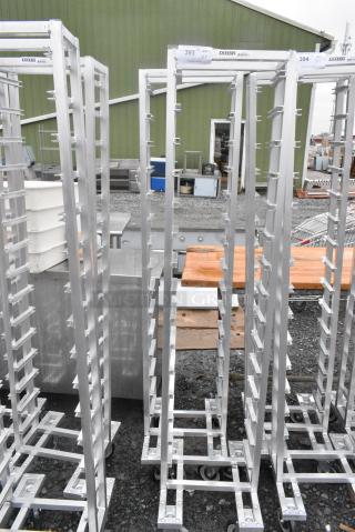 2 BRAND NEW SCRATCH AND DENT! Channel LPNS-15 Metal 15 Pan End Load Lo Profile Nesting Steam Table Pan Rack on Commercial Casters - Assembled. 2 Times Your Bid!