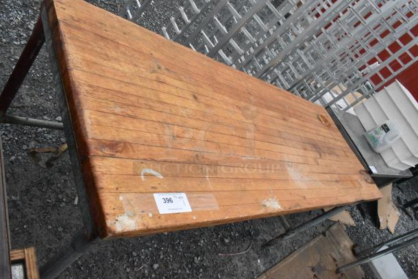 Wooden Butcher Block Tabletop on Metal Legs. - Image 4 of 4