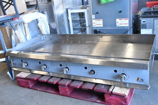 BRAND NEW SCRATCH AND DENT! 2024 Cooking Performance Group CPG 351GTCPG60NL Stainless Steel Commercial 60" Gas Countertop Griddle with Thermostatic Controls - 150,000 BTU - Image 1 of 9