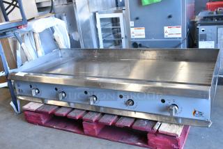 BRAND NEW SCRATCH AND DENT! 2024 Cooking Performance Group CPG 351GTCPG60NL Stainless Steel Commercial 60" Gas Countertop Griddle with Thermostatic Controls - 150,000 BTU