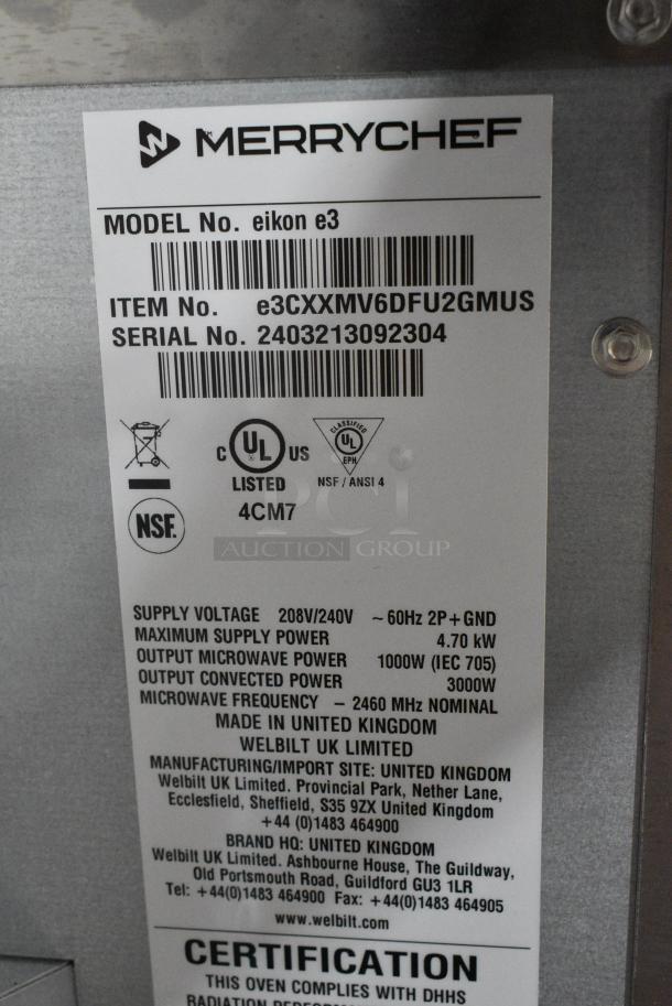 BRAND NEW SCRATCH AND DENT! 2024 Merrychef eikon e3 Stainless Steel Commercial Countertop Electric Powered Rapid Cook Oven. 208/240 Volts, 1 Phase. - Image 9 of 10