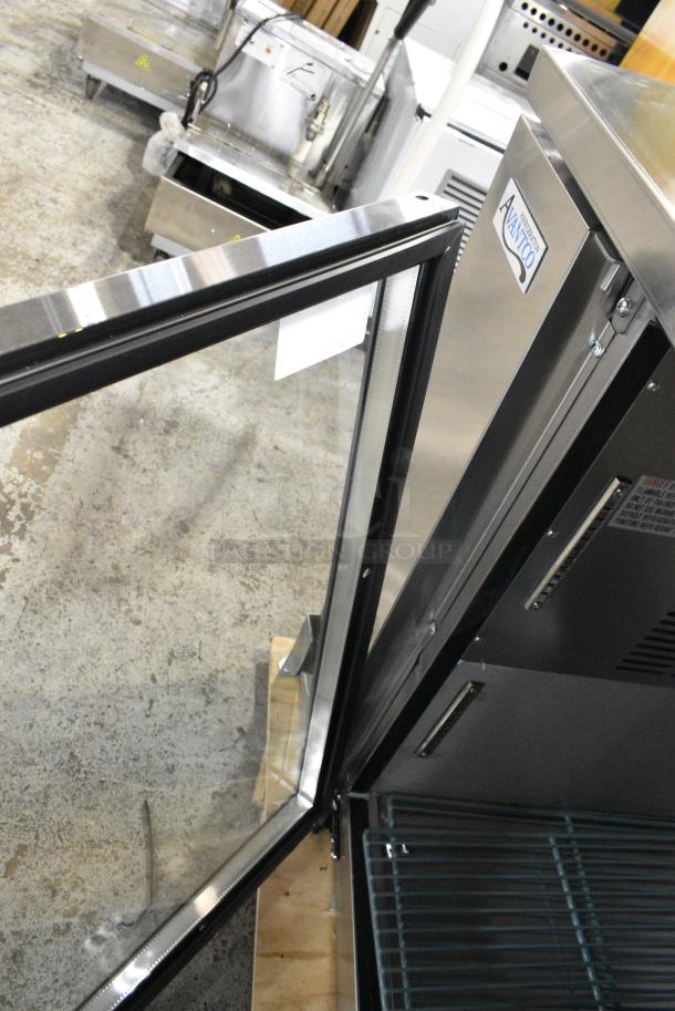 BRAND NEW SCRATCH AND DENT! 2024 Avantco 178UBB4GHCS UBB-4G-HC 90" Stainless Steel Counter Height Glass Door Back Bar Refrigerator with LED Lighting. 115 Volts, 1 Phase. Tested and Working! - Image 5 of 9