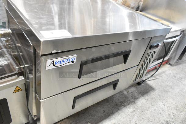 BRAND NEW SCRATCH AND DENT! 2024 Avantco 178CBE36HC Stainless Steel Commercial 2 Drawer Refrigerated Chef Base on Commercial Casters. 115 Volts, 1 Phase. Tested and Working! - Image 1 of 8