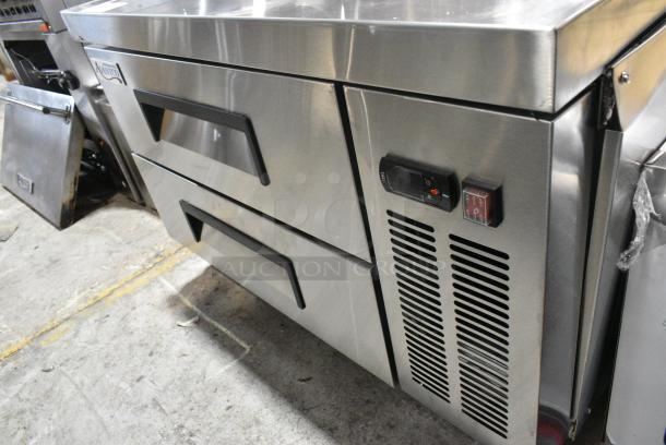 BRAND NEW SCRATCH AND DENT! 2024 Avantco 178CBE36HC Stainless Steel Commercial 2 Drawer Refrigerated Chef Base on Commercial Casters. 115 Volts, 1 Phase. Tested and Working! - Image 2 of 8