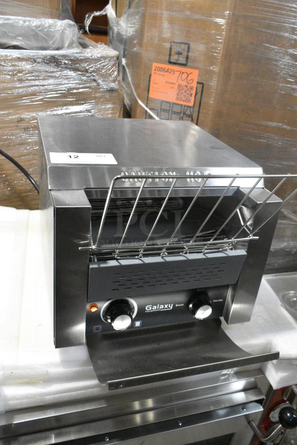 BRAND NEW SCRATCH AND DENT! Galaxy 177GCT10 Stainless Steel Commercial Countertop Conveyor Toaster with 3" Opening. 120 Volts, 1 Phase. Cannot Test Due To Plug Style - Image 1 of 9
