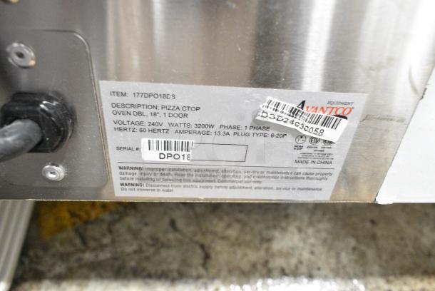 BRAND NEW SCRATCH AND DENT! Avantco 177DPO18DS Stainless Steel Commercial Double Deck Countertop Pizza/Bakery Oven. 240 Volts, 1 Phase. - Image 9 of 9