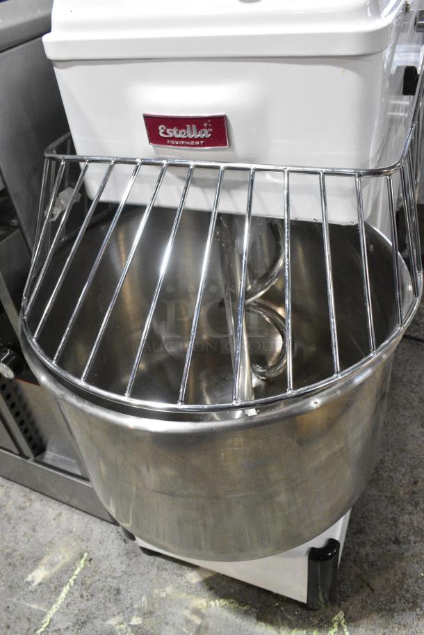 BRAND NEW SCRATCH AND DENT! Estella 348SM30 30 Qt. / 42 lb. Two-Speed Spiral Dough Mixer w/ Mixing Bowl, Bowl Guard, and Dough Hook Attachment. 120 Volts, 1 Phase. Tested and Powers On But Parts Do Not Move - Image 4 of 8