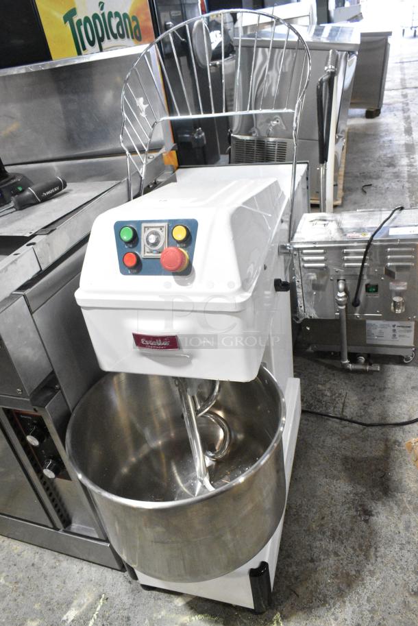 BRAND NEW SCRATCH AND DENT! Estella 348SM30 30 Qt. / 42 lb. Two-Speed Spiral Dough Mixer w/ Mixing Bowl, Bowl Guard, and Dough Hook Attachment. 120 Volts, 1 Phase. Tested and Powers On But Parts Do Not Move - Image 5 of 8