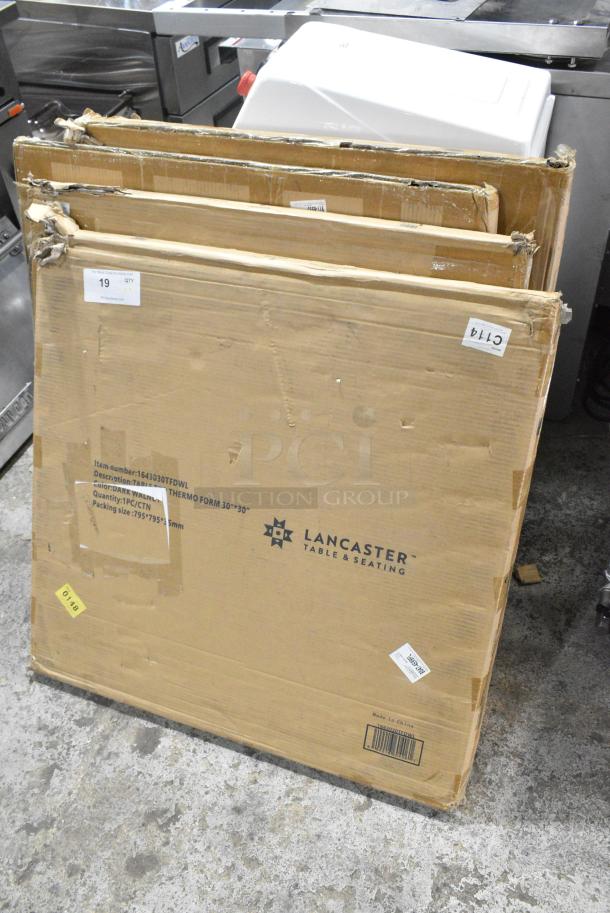 4 BRAND NEW SCRATCH AND DENT! Lancaster Table & Seating 1643030TFDWL 30" x 30" Square Thermo-Formed MDF Table Top with Dark Walnut Finish. 4 Times Your Bid! - Image 2 of 4