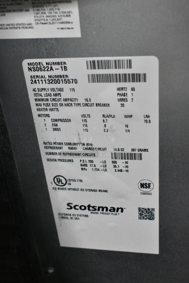 BRAND NEW SCRATCH AND DENT! 2024 Scotsman NS0622A-1B Prodigy® Plus Series 22" Air Cooled Nugget Ice Machine - 643 lb. 115 Volts, 1 Phase. - Image 5 of 5