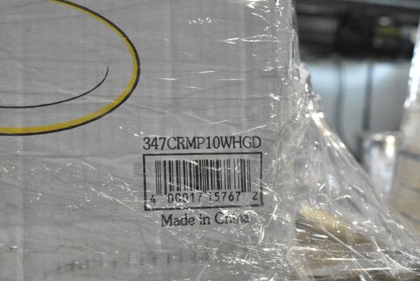 30 BRAND NEW SCRATCH AND DENT! Items Including 347CRMP10WHGD Visions 10" White Round Plastic Coupe Plate with Gold Band - 120/Case, 128HDLDBULK Choice Heavy Duty Microwavable Translucent Plastic Deli Container Lid - 480/Case, 347RP10WHSS Visions Wave 10" White Plastic Plate - 144/Case, 127RD16COMBO Choice 16 oz. Microwavable Clear Round Deli Container and Lid Combo Pack - 250/Case, 2 Extera Large Bags, 500TW7 Choice 7 oz. Translucent Thin Wall Plastic Cold Cup - 2,500/Case. 30 Times Your Bid! - Image 3 of 11
