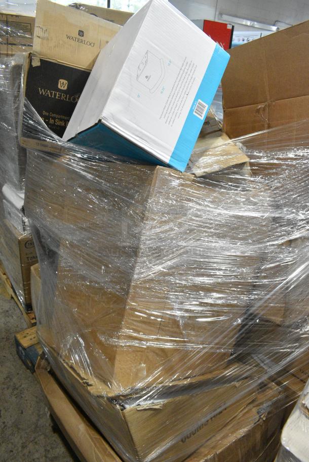 15 BRAND NEW SCRATCH AND DENT! Items Including Waterloo Drop In Sink, 600MS1824 Regency 24" Wide Stainless Steel Microwave Shelf, 3490894 Anti Jam Drop In Bins, White Wash Cloths. 15 Times Your Bid! - Image 2 of 7