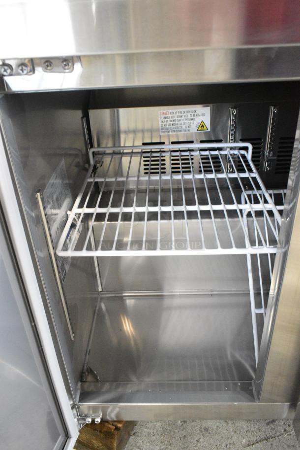 BRAND NEW SCRATCH AND DENT! 2025 Avantco 178SSUC36RHC Stainless Steel Commercial 2 Door Undercounter Cooler on Commercial Casters. 115 Volts, 1 Phase. Tested and Working! - Image 6 of 8