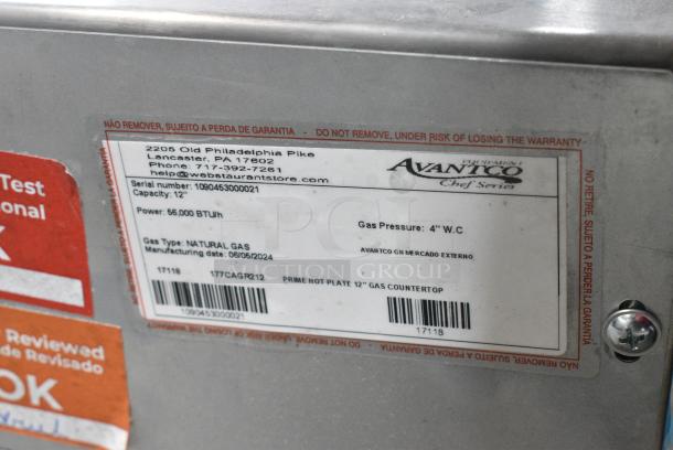 BRAND NEW SCRATCH AND DENT! 2024 Avantco 177CAGR212 Chef Series CAG-R-2-12 Stainless Steel 12" 2 Burner Natural Gas Countertop Range - 50,000 BTU. - Image 6 of 8