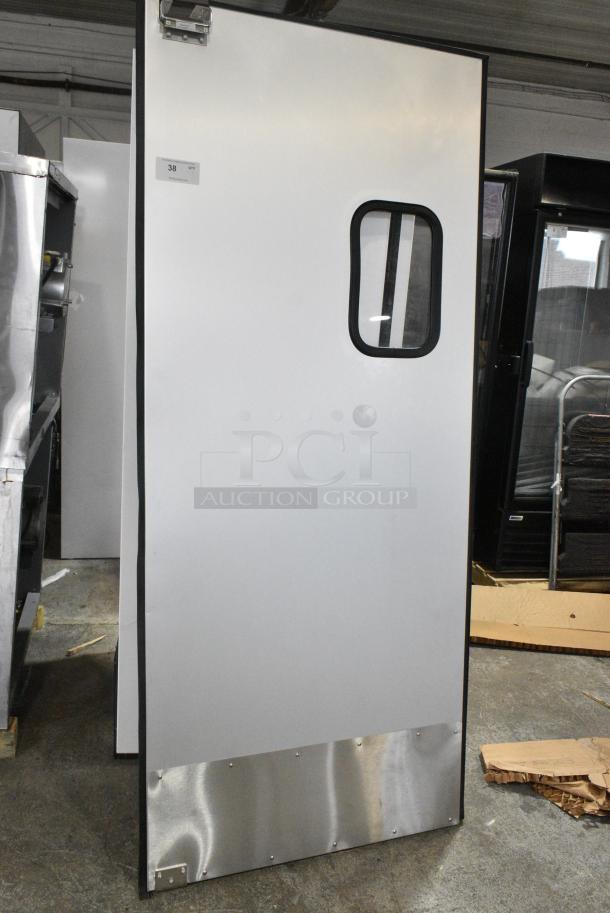 BRAND NEW SCRATCH AND DENT! Metal Commercial Swinging Kitchen Door. - Image 1 of 5