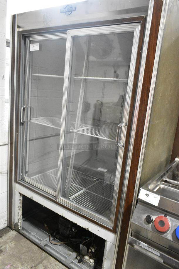Universal Coolers Metal Commercial 2 Door Reach In Cooler Merchandiser. Tested and Powers On But Does Not Get Cold - Image 1 of 6