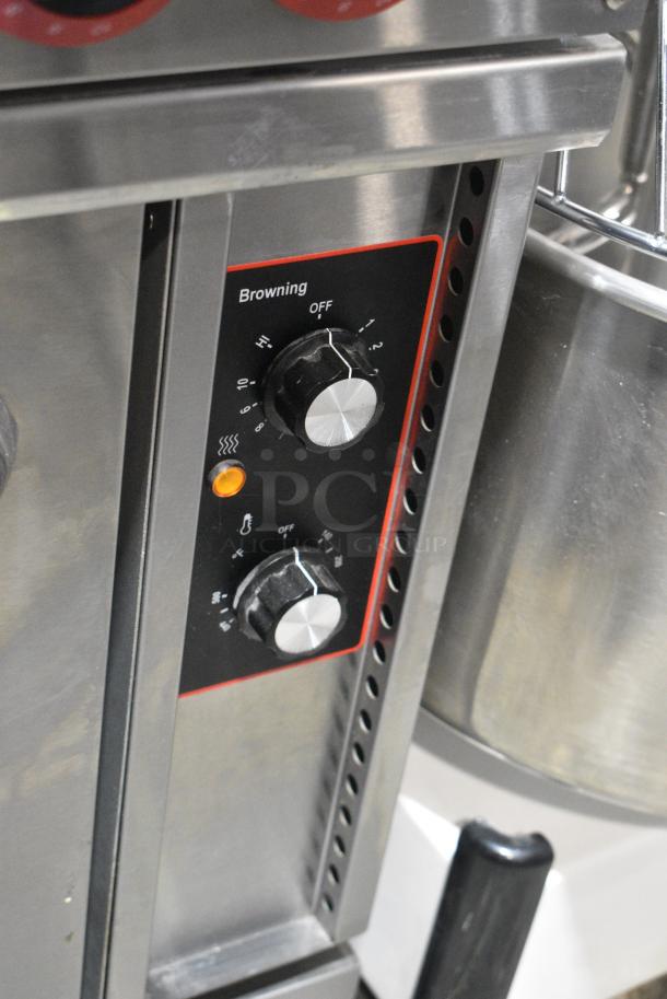 BRAND NEW SCRATCH AND DENT! Cookline Stainless Steel Commercial 6 Burner Electric Powered Hot Plate Range w/ Oven and Back Splash. 240 Volts, 3 Phase. - Image 10 of 15